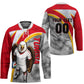 Personalized Tunisia Soccer Carthage Eagles Mascot Hockey Jersey Red And White Abstract Geometric Football Concept