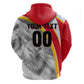 Personalized Tunisia Soccer Carthage Eagles Mascot Hoodie Red And White Abstract Geometric Football Concept