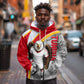 Personalized Tunisia Soccer Carthage Eagles Mascot Hoodie Red And White Abstract Geometric Football Concept