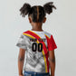 Personalized Tunisia Soccer Carthage Eagles Mascot Kid T shirt Red And White Abstract Geometric Football Concept