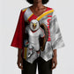 Personalized Tunisia Soccer Carthage Eagles Mascot Kimono Sleeve Blouse Red And White Abstract Geometric Football Concept
