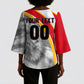 Personalized Tunisia Soccer Carthage Eagles Mascot Kimono Sleeve Blouse Red And White Abstract Geometric Football Concept