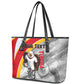 Personalized Tunisia Soccer Carthage Eagles Mascot Leather Tote Bag Red And White Abstract Geometric Football Concept