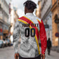 Personalized Tunisia Soccer Carthage Eagles Mascot Long Sleeve Button Shirt Red And White Abstract Geometric Football Concept
