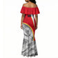 Personalized Tunisia Soccer Carthage Eagles Mascot Mermaid Dress Red And White Abstract Geometric Football Concept