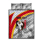 Personalized Tunisia Soccer Carthage Eagles Mascot Quilt Bed Set Red And White Abstract Geometric Football Concept
