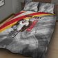 Personalized Tunisia Soccer Carthage Eagles Mascot Quilt Bed Set Red And White Abstract Geometric Football Concept