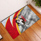 Personalized Tunisia Soccer Carthage Eagles Mascot Rubber Doormat Red And White Abstract Geometric Football Concept