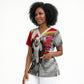 Personalized Tunisia Soccer Carthage Eagles Mascot Scrub Top Red And White Abstract Geometric Football Concept