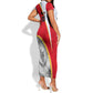 Personalized Tunisia Soccer Carthage Eagles Mascot Short Sleeve Bodycon Dress Red And White Abstract Geometric Football Concept