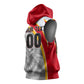 Personalized Tunisia Soccer Carthage Eagles Mascot Sleeveless Hoodie Red And White Abstract Geometric Football Concept