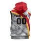 Personalized Tunisia Soccer Carthage Eagles Mascot Sleeveless Zip Hoodie Red And White Abstract Geometric Football Concept