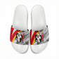 Personalized Tunisia Soccer Carthage Eagles Mascot Slide Sandals Red And White Abstract Geometric Football Concept