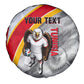 Personalized Tunisia Soccer Carthage Eagles Mascot Spare Tire Cover Red And White Abstract Geometric Football Concept