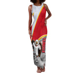 Personalized Tunisia Soccer Carthage Eagles Mascot Tank Maxi Dress Red And White Abstract Geometric Football Concept