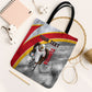 Personalized Tunisia Soccer Carthage Eagles Mascot Tote Bag Red And White Abstract Geometric Football Concept