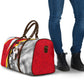 Personalized Tunisia Soccer Carthage Eagles Mascot Travel Bag Red And White Abstract Geometric Football Concept