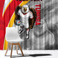 Personalized Tunisia Soccer Carthage Eagles Mascot Window Curtain Red And White Abstract Geometric Football Concept