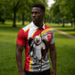 Personalized Tunisia Soccer Carthage Eagles Mascot Zipper Polo Shirt Red And White Abstract Geometric Football Concept