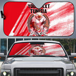 Personalized Tunisia Football Auto Sun Shade Tunisian Flag Carthage Eagles Mascot Grunge Style