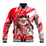Personalized Tunisia Football Baseball Jacket Tunisian Flag Carthage Eagles Mascot Grunge Style