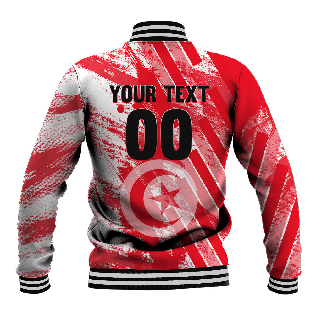 Personalized Tunisia Football Baseball Jacket Tunisian Flag Carthage Eagles Mascot Grunge Style