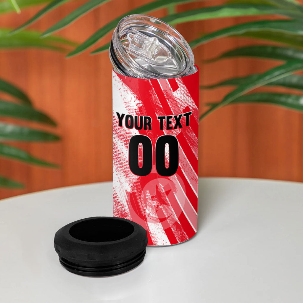 Personalized Tunisia Football 4 in 1 Can Cooler Tumbler Tunisian Flag Carthage Eagles Mascot Grunge Style
