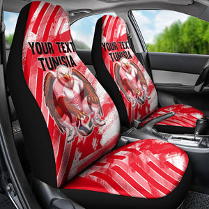 Personalized Tunisia Football Car Seat Cover Tunisian Flag Carthage Eagles Mascot Grunge Style