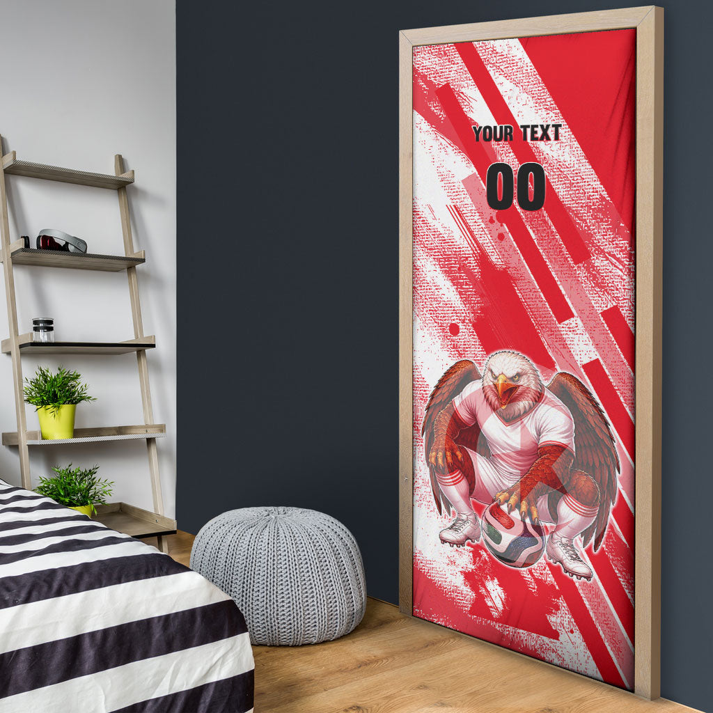 Personalized Tunisia Football Door Cover Tunisian Flag Carthage Eagles Mascot Grunge Style