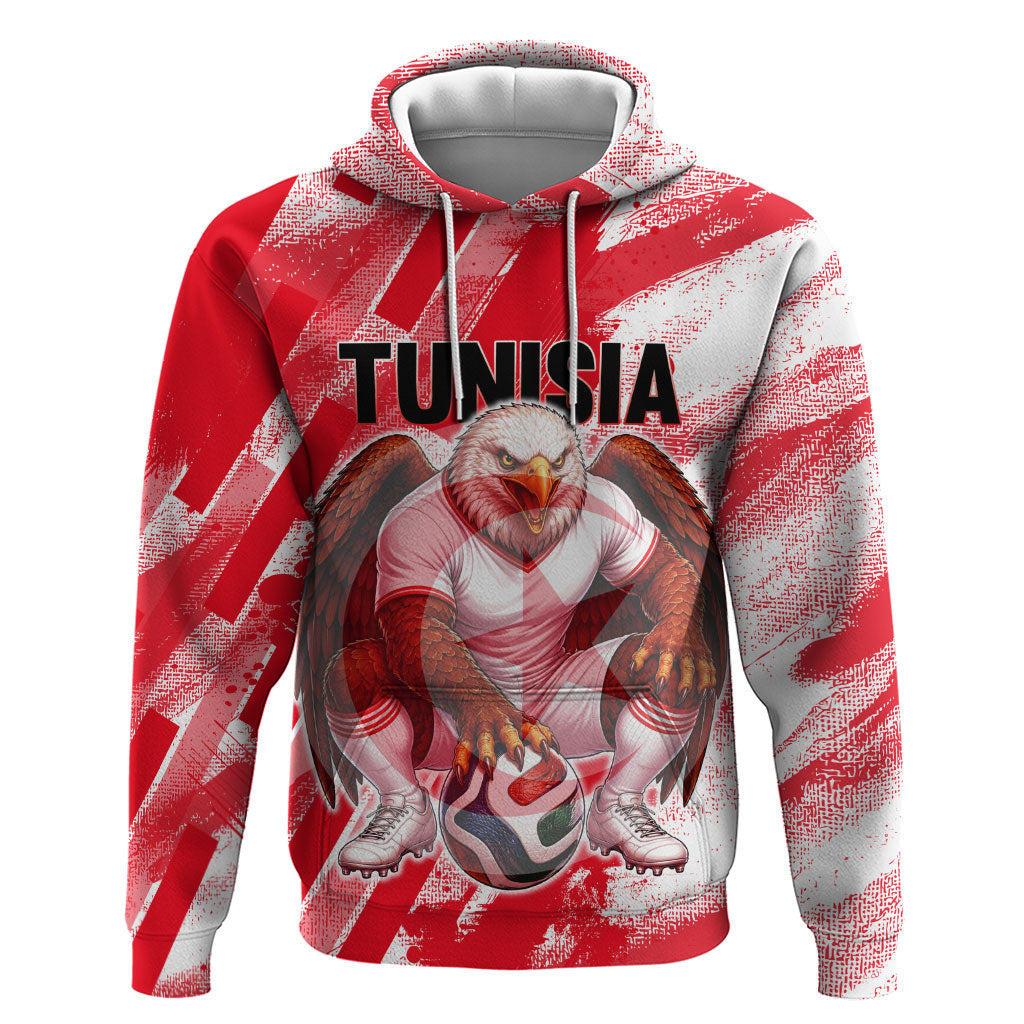 Personalized Tunisia Football Hoodie Tunisian Flag Carthage Eagles Mascot Grunge Style
