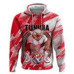 Personalized Tunisia Football Hoodie Tunisian Flag Carthage Eagles Mascot Grunge Style