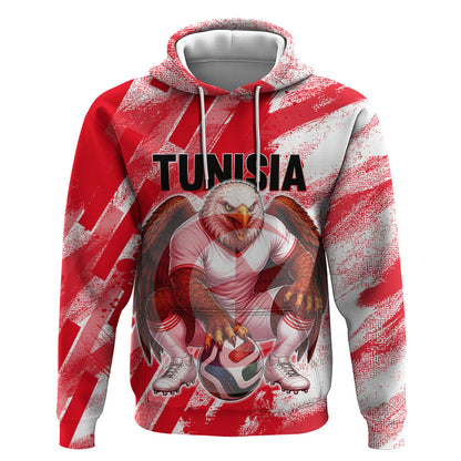 Personalized Tunisia Football Hoodie Tunisian Flag Carthage Eagles Mascot Grunge Style