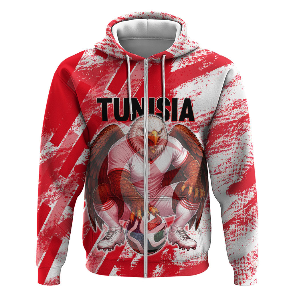 Personalized Tunisia Football Hoodie Tunisian Flag Carthage Eagles Mascot Grunge Style
