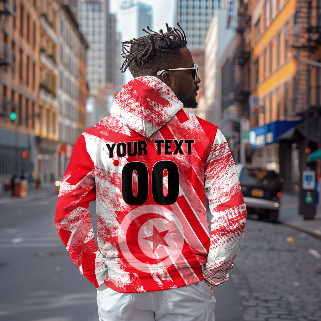 Personalized Tunisia Football Hoodie Tunisian Flag Carthage Eagles Mascot Grunge Style