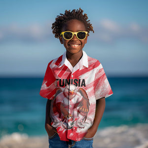 Personalized Tunisia Football Kid Hawaiian Shirt Tunisian Flag Carthage Eagles Mascot Grunge Style