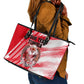 Personalized Tunisia Football Leather Tote Bag Tunisian Flag Carthage Eagles Mascot Grunge Style