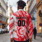 Personalized Tunisia Football Long Sleeve Button Shirt Tunisian Flag Carthage Eagles Mascot Grunge Style