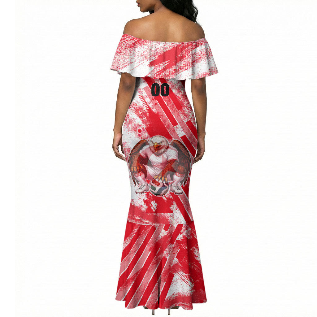 Personalized Tunisia Football Mermaid Dress Tunisian Flag Carthage Eagles Mascot Grunge Style