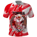 Personalized Tunisia Football Polo Shirt Tunisian Flag Carthage Eagles Mascot Grunge Style