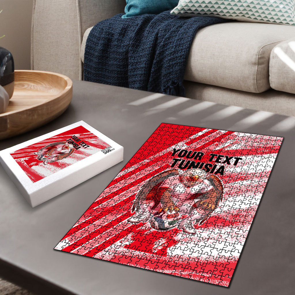 Personalized Tunisia Football Puzzle Tunisian Flag Carthage Eagles Mascot Grunge Style