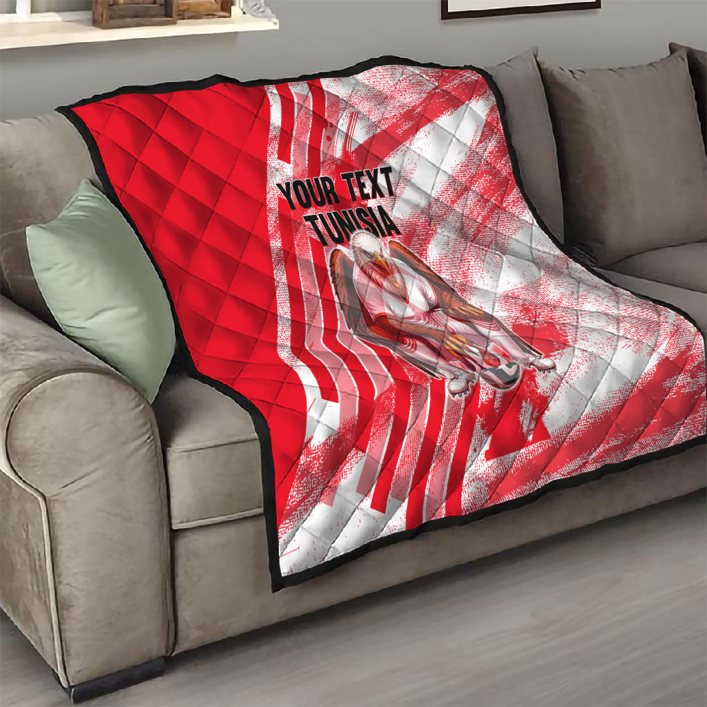 Personalized Tunisia Football Quilt Tunisian Flag Carthage Eagles Mascot Grunge Style