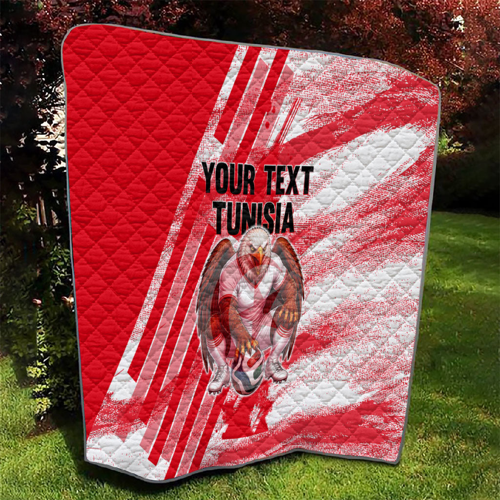 Personalized Tunisia Football Quilt Tunisian Flag Carthage Eagles Mascot Grunge Style