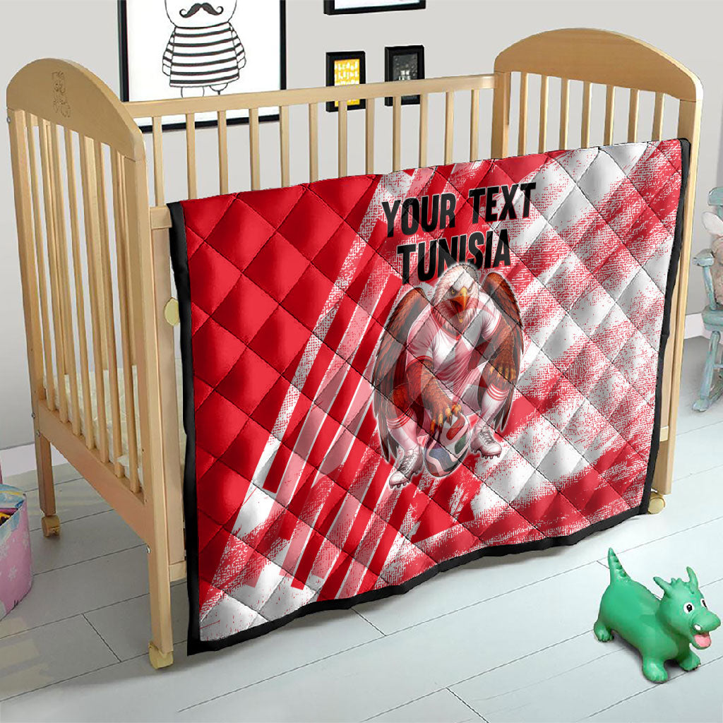 Personalized Tunisia Football Quilt Tunisian Flag Carthage Eagles Mascot Grunge Style
