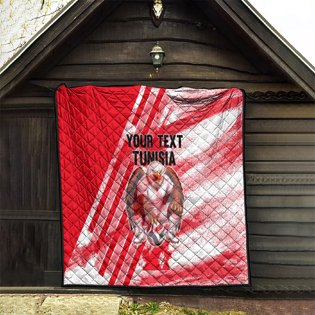 Personalized Tunisia Football Quilt Tunisian Flag Carthage Eagles Mascot Grunge Style