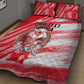 Personalized Tunisia Football Quilt Bed Set Tunisian Flag Carthage Eagles Mascot Grunge Style