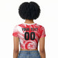 Personalized Tunisia Football Raglan Cropped T shirt Tunisian Flag Carthage Eagles Mascot Grunge Style