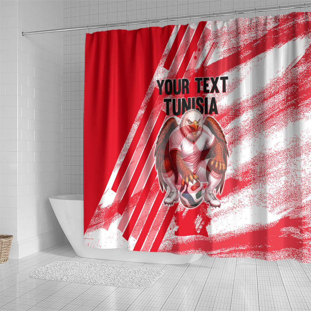 Personalized Tunisia Football Shower Curtain Tunisian Flag Carthage Eagles Mascot Grunge Style