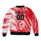 Personalized Tunisia Football Sleeve Zip Bomber Jacket Tunisian Flag Carthage Eagles Mascot Grunge Style