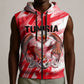 Personalized Tunisia Football Sleeveless Zip Hoodie Tunisian Flag Carthage Eagles Mascot Grunge Style