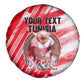 Personalized Tunisia Football Spare Tire Cover Tunisian Flag Carthage Eagles Mascot Grunge Style